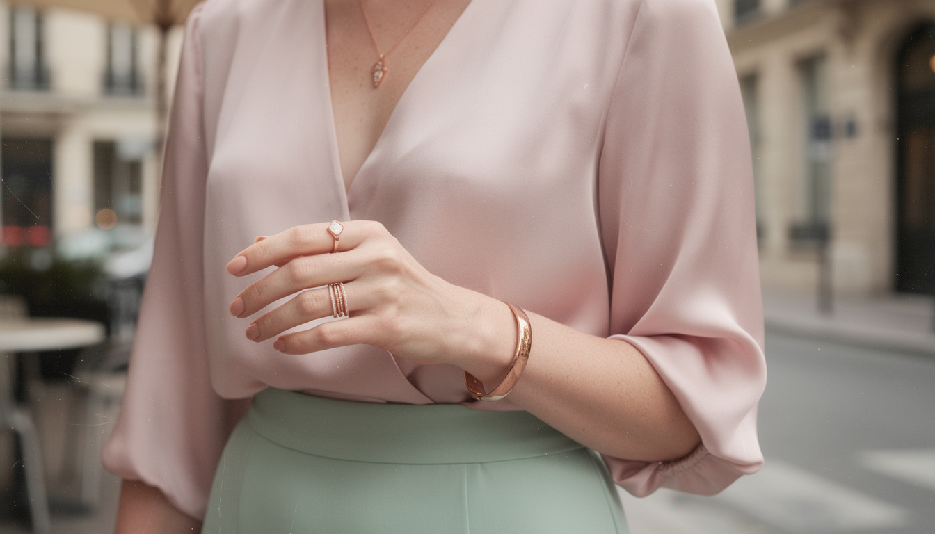 découvrez nos conseils pour associer vos bijoux en or rose avec des tenues pastel élégantes et sublimer votre style avec délicatesse et raffinement.