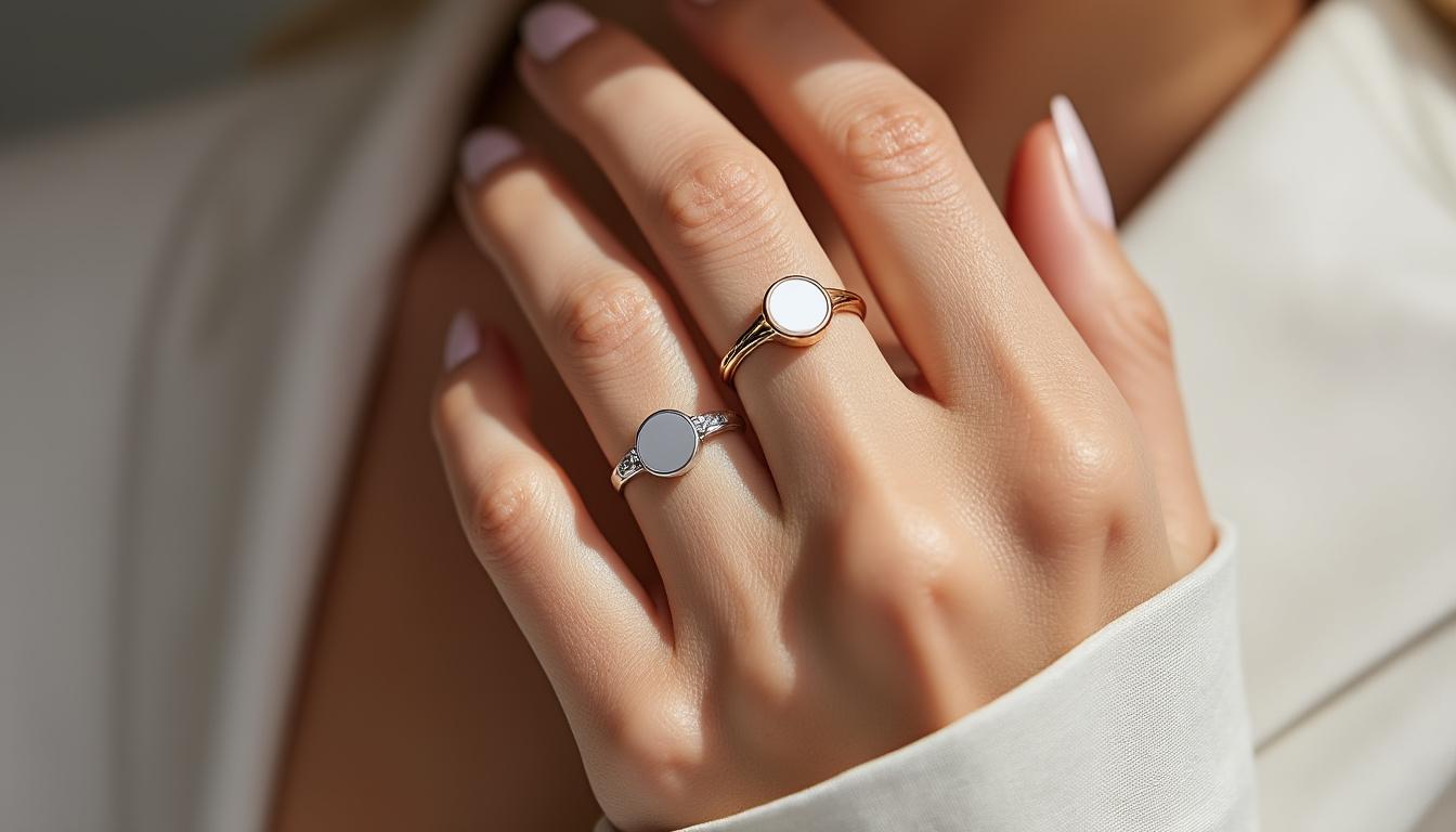 découvrez nos chevalières de petite taille, conçues pour sublimer les mains fines avec une élégance discrète et raffinée.