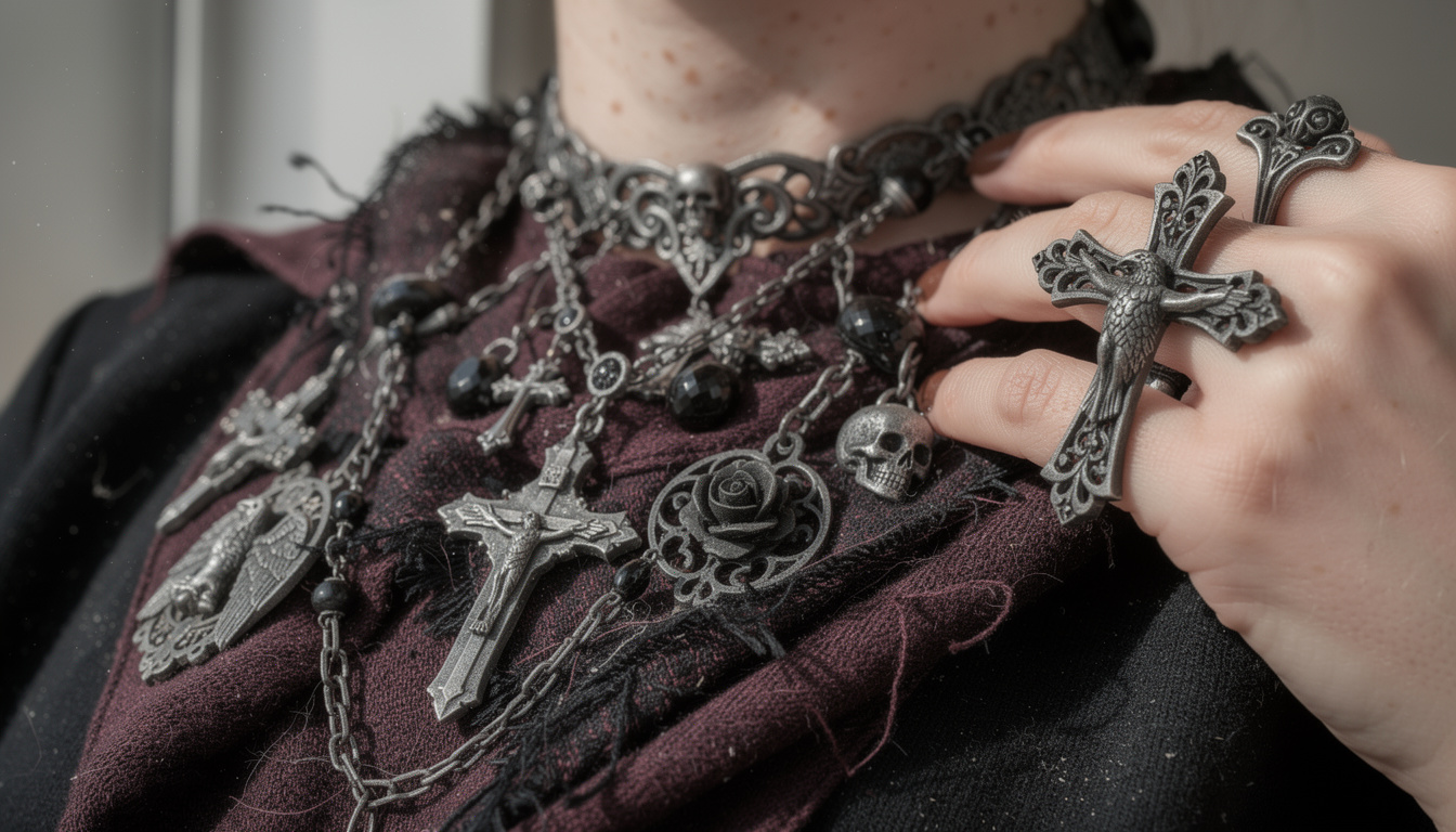explorez notre sélection unique de bijoux fantaisie gothique à petits prix pour ajouter une touche mystérieuse et élégante à votre look.