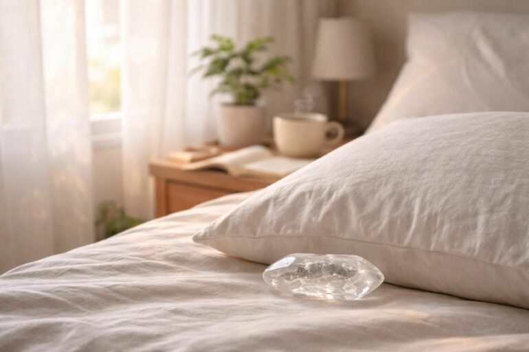 découvrez les bienfaits du cristal de roche placé sous l'oreiller : amélioration du sommeil, relaxation profonde et équilibre énergétique naturel.